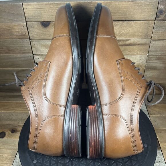 Johnston & Murphy Mens Size 10.5M Branning Cap Toe Tan Sheepskin Brown Lace Up - Picture 8 of 10